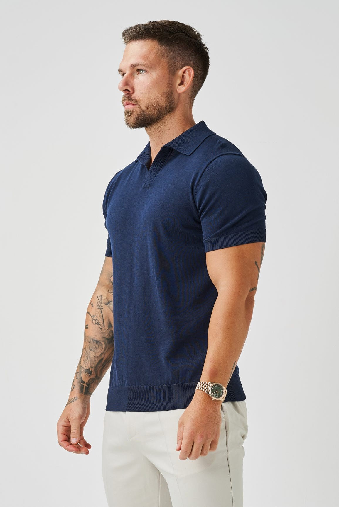OPEN COLLAR POLO - NAVY