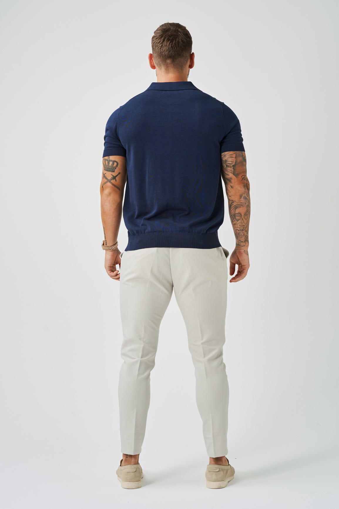 OPEN COLLAR POLO - NAVY