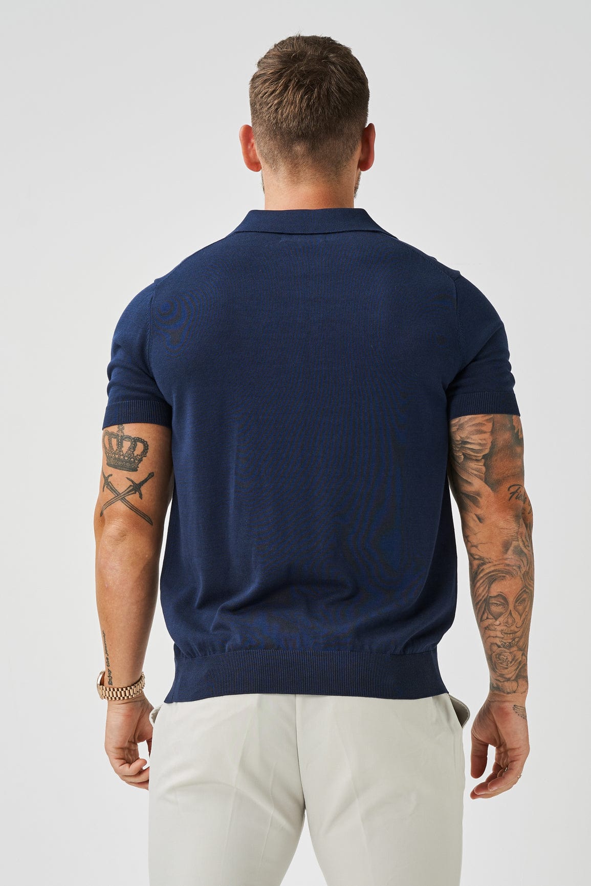 OPEN COLLAR POLO - NAVY