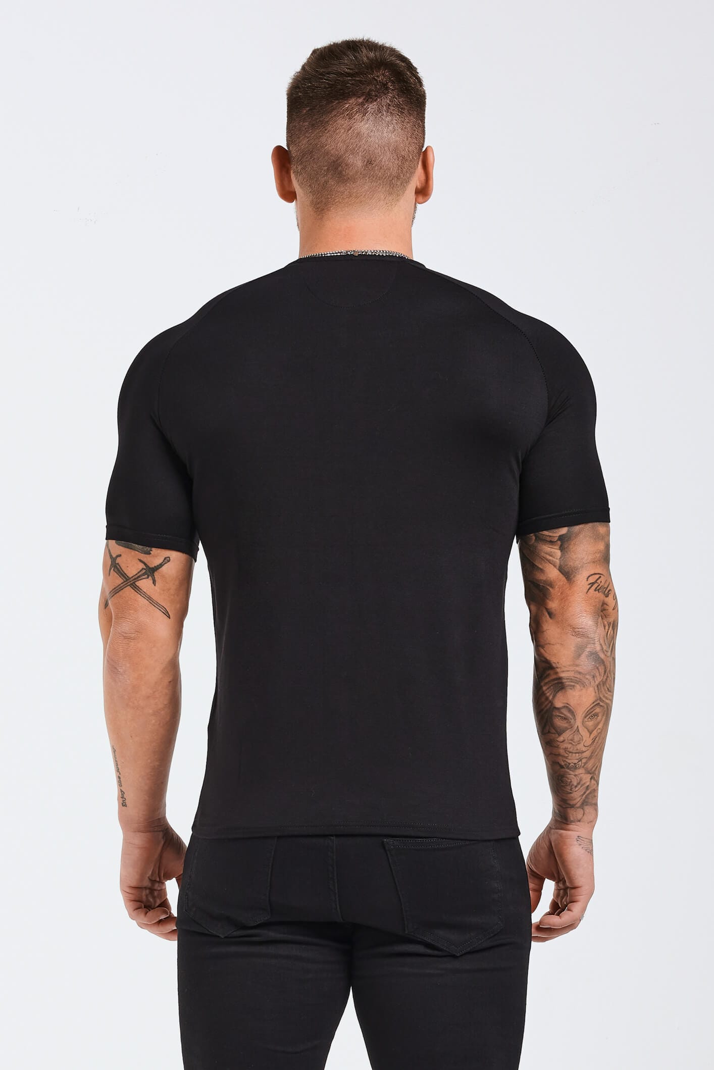 BUTTON FRONT HENLEY TOP - BLACK