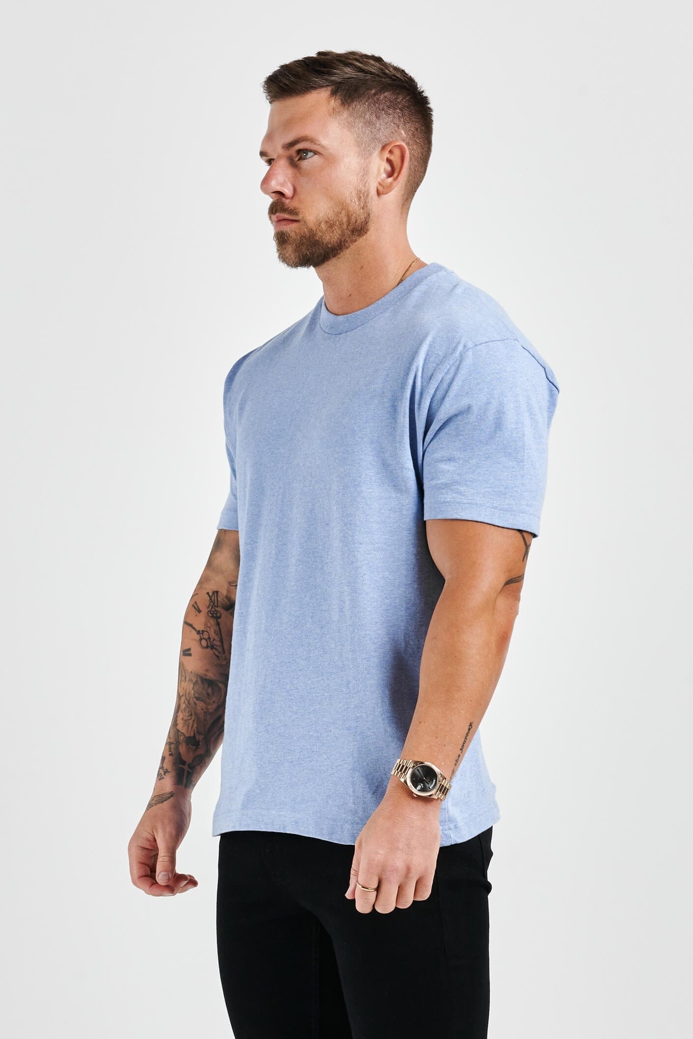 PREMIUM BASICS T-SHIRT - LIGHT BLUE MARL