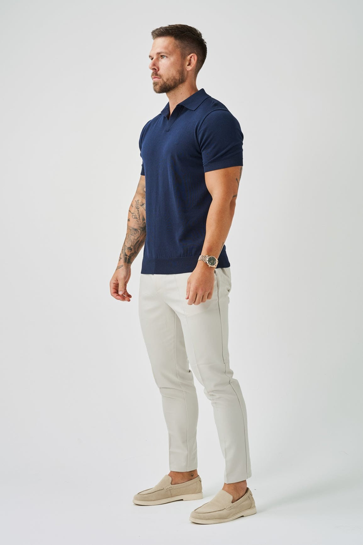 OPEN COLLAR POLO - NAVY